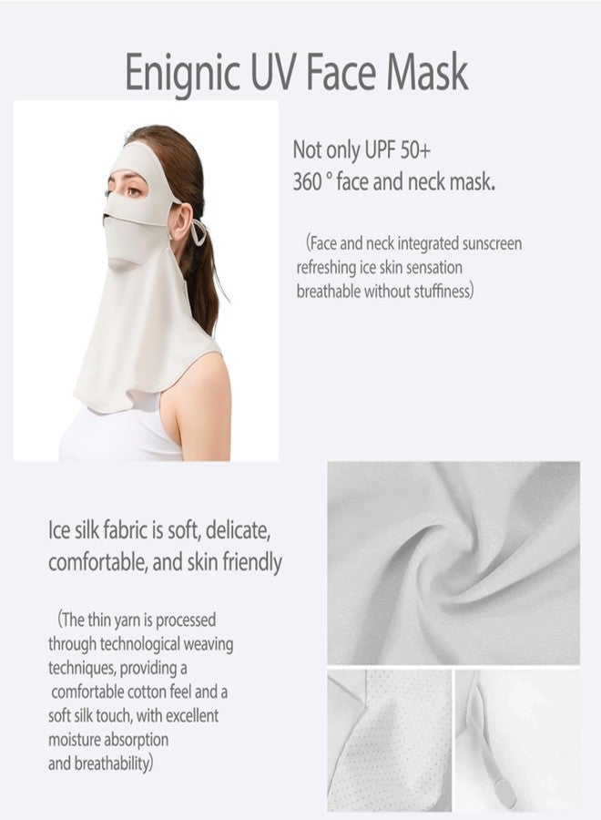 Enignic Face Cover for Sun Protection UPF 50+ UV Neck Protection UV Face Mask Covering Eye UV Face Shield Breathable for Golf, Hiking, Fishing & Outdoors Light Grey - Image 2